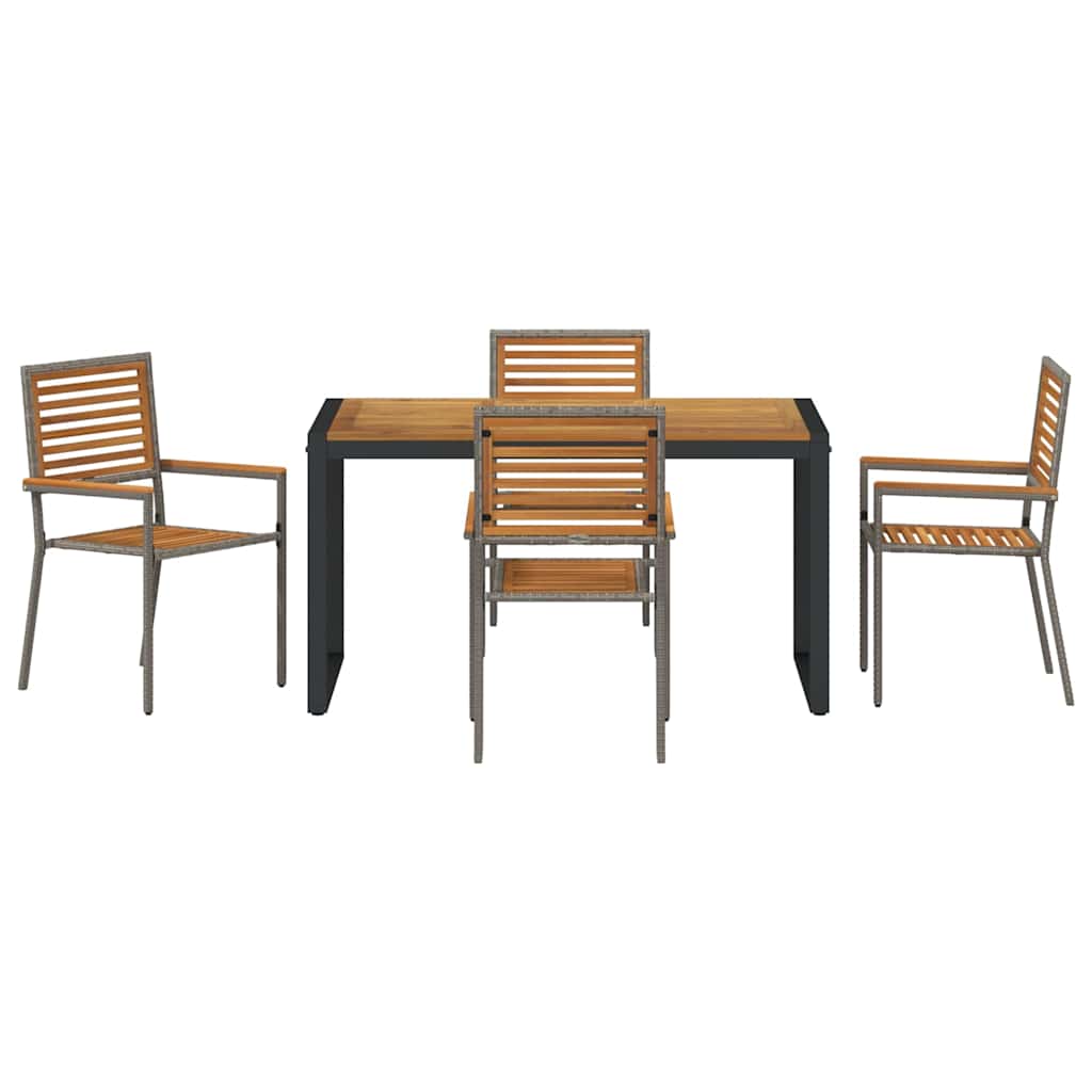 Garden Dining Set 5 pcs Grey and Wood 140 x 80 x 75 cm